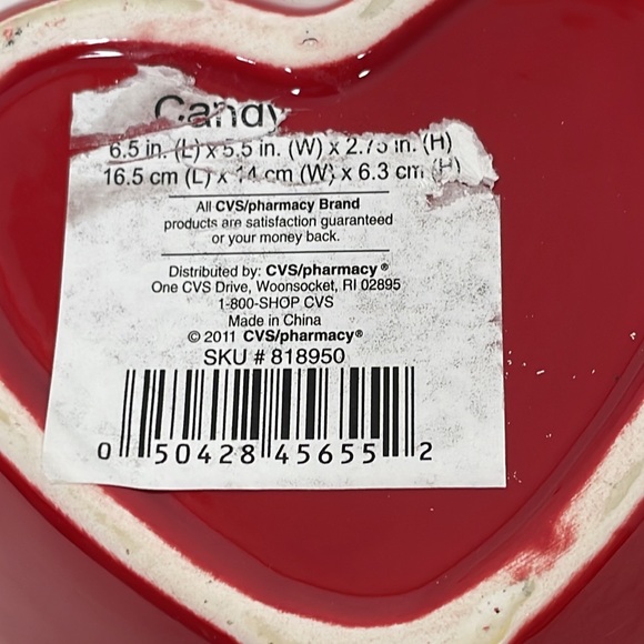 Valentine’s Day Candy Dish /Trinket Red Glazed Ceramic Heart Cut Outs CVS 2011 - Picture 9 of 9